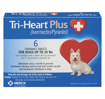TRI-HEART® PLUS CHEWABLE TABLETS 0-25 LB BLUE 68MG 6 DOSES X 10 BOXES (RX)