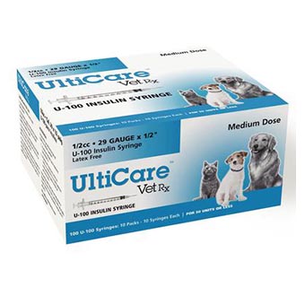 ULTICARE® VETRX INSULIN SYRINGES U-100 29 GA X 1/2 IN (0.5 CC) 100/PKG