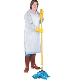 PRIME SOURCE® DISPOSABLE APRON 28 IN X 46 IN PE WHITE 100/PKG