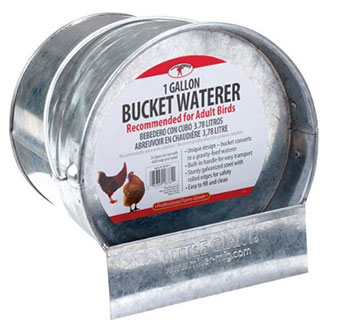 GALVANIZED BUCKET POULTRY WATERER - EACH