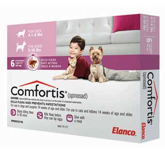 COMFORTIS CHEWABLE TABLETS PINK 4-6 LB CAT 5-10 LB DOG 10 X 6 DOSE RX