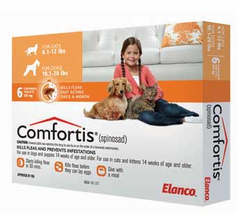 COMFORTIS CHEWABLE TABLETS ORANGE 6-12 LB CAT 10-20 LB DOG 10 X 6 DOSE RX