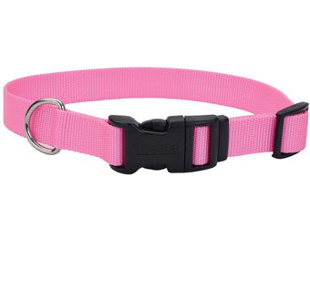 06401 ADJ TUFF DOG COLLAR NYLON 10 - 14 IN X 5/8 IN BRIGHT PINK