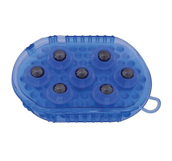 GEL GROOMER MASSAGE MITT WITH MAGNETIC ROLLER BLUE