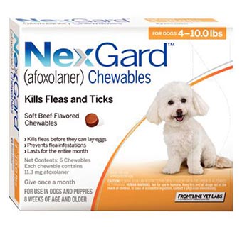 NEXGARD™ K9 CHEWS (RX) ORANGE (4-10LBS) 6 DOSE X 10 (SOLD IN HAWAII ONLY)