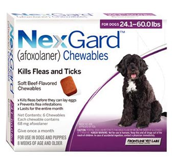 NEXGARD™ K9 CHEWS (RX) PURPLE (24.1-60LBS) 6 DOSE X 10 (SOLD IN HAWAII ONLY)