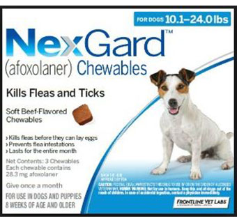 NEXGARD™ K9 CHEWS (RX) BLUE (10.1-24LBS) 3 DOSE X 10 (SOLD IN HAWAII ONLY)