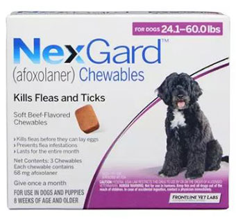NEXGARD™ K9 CHEWS (RX) PURPLE (24.1-60LBS) 3 DOSE X 10 (SOLD IN HAWAII ONLY)