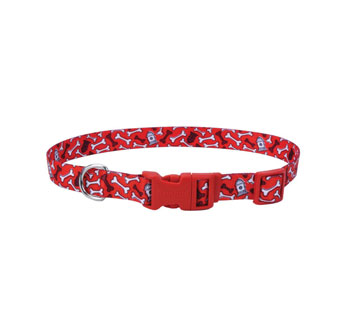 STYLES 06621 ADJUSTABLE DOG COLLAR NYLON 14 - 20 IN X 3/4 IN RED BONES