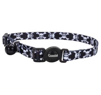SAFE CAT® 06701 ADJUSTABLE COLLAR 8 - 12 IN X 3/8 IN BLACK SKULLS