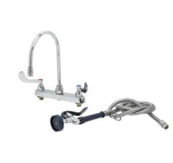 GOOSENECK FAUCET WITH SPRAY VALVE 4 IN HANDLE FOR SURGEON SCRUB SINK