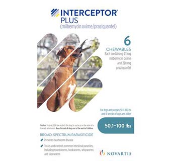 INTERCEPTOR® PLUS 50.1-100 LB BLUE 6 DOSES 5 BOX/CARTON (RX)