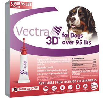 VECTRA 3D™ FOR DOGS AND PUPPIES 95 LB AND UP RED 3 DOSES
