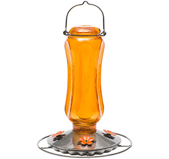 PERKY-PET CARNIVAL GLASS VINTAGE ORIOLE FEEDER 24 OZ