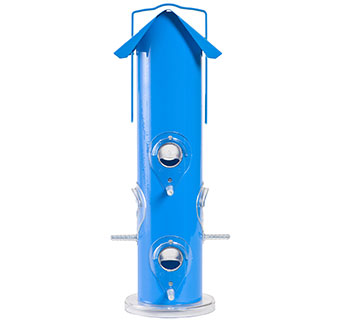 PERKY-PET BLUE METAL TUBE WILD BIRD FEEDER 1 LB CAPACITY