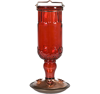 PERKY-PET RED ANTIQUE BOTTLE HUMMINGBIRD FEEDER 24 OZ 1/PKG