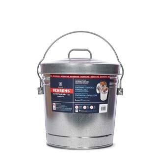 ROUND LOCKING LID UTILITY TRASH CAN SMOOTH GALVANIZED STEEL 6 GAL