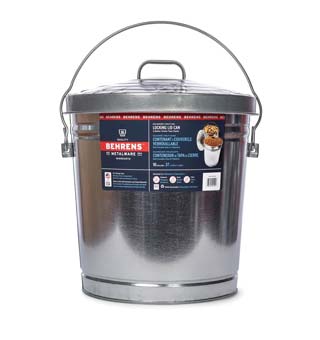 ROUND LOCKING LID UTILITY TRASH CAN SMOOTH GALVANIZED STEEL 10 GAL