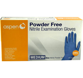 ASPEN NITRILE EXAM GLOVES MEDIUM 100/PKG