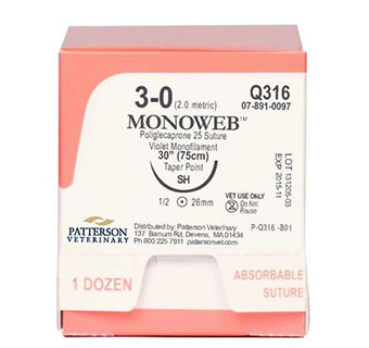 PIVETAL® MONOWEB™ SUTURES Q316 30 IN (SH)