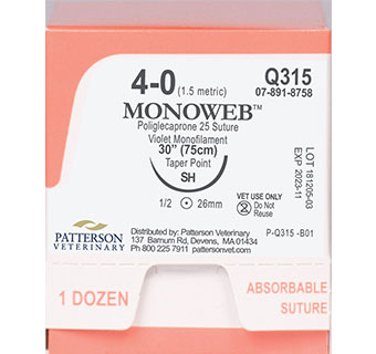 PIVETAL® MONOWEB™ SUTURES Q315 30 IN (SH) 12/BOX