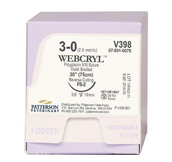 PIVETAL® WEBCRYL™ SUTURES V398 30 IN (FS-2) 12/BOX