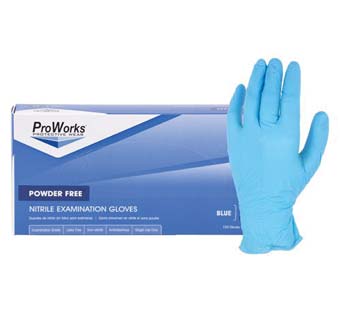 PROWORKS® GL-N135F POWDER-FREE GLOVES NITRILE BLUE L 100/PKG