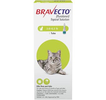 BRAVECTO™ TOPICAL SOLUTION FOR CATS 2.6-6.2 LB CAT GREEN 10 DOSES (RX)
