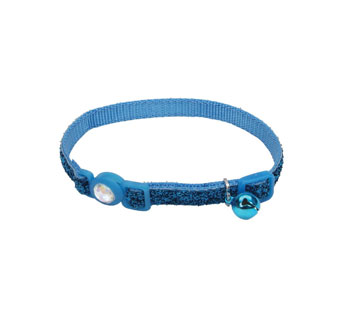 SAFE CAT® 06723 ADJUSTABLE COLLAR WITH JEWEL BKL 8 - 12 IN X 3/8 IN BLU LAGOON