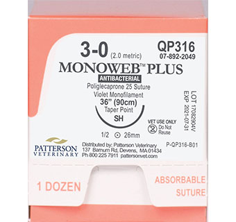 PIVETAL® MONOWEB™ PLUS SUTURES QP316 30 IN (SH) 12/BOX