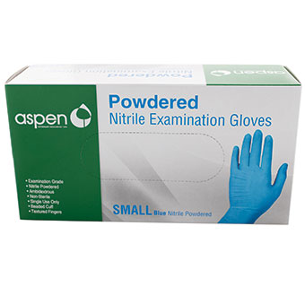 POWDERED NITRILE GLOVES BLUE - SMALL 100 COUNT