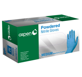 POWDERED NITRILE GLOVES BLUE - MEDIUM 100 COUNT