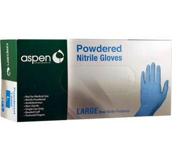 POWDERED NITRILE GLOVES BLUE - LARGE 100 COUNT