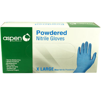 POWDERED NITRILE GLOVES BLUE - EXTRA LARGE 100 COUNT