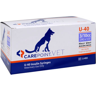CAREPOINT™ VET INSULIN SYRINGE U-40 .3CC 29G X 1/2 IN W/HUM 100/BOX