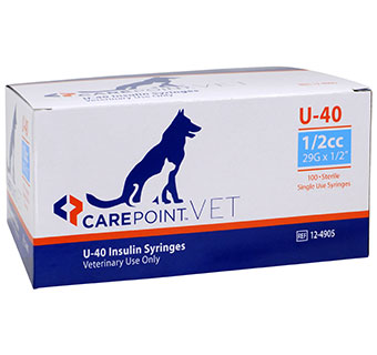 CAREPOINT™ VET INSULIN SYRINGE U-40 .5CC 29G X 1/2 IN 100/BOX