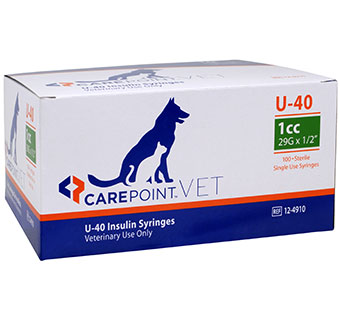 CAREPOINT™ VET INSULIN SYRINGE U-40 1CC 29G X 1/2 IN 100/BOX