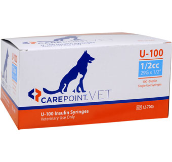 CAREPOINT™ VET INSULIN SYRINGE U-100 .5CC 29G X 1/2 IN 100/BOX
