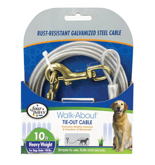 FOUR PAWS® WALK-ABOUT® HEAVYWEIGHT TIE-OUT CABLE SILVER 10 FT