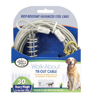 FOUR PAWS® WALK-ABOUT® HEAVYWEIGHT TIE-OUT CABLE SILVER GALVANIZED 30 FT