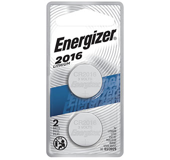 ENERGIZER CR2016 BP-2 LITHIUM COIN CELL BATTERY 2/PKG