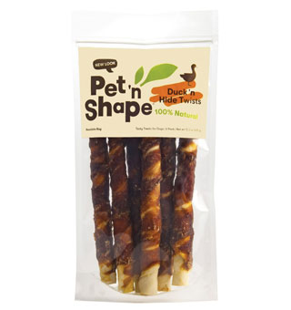 PET N SHAPE® DUCK HIDE TWISTS TREAT L 6/PKG