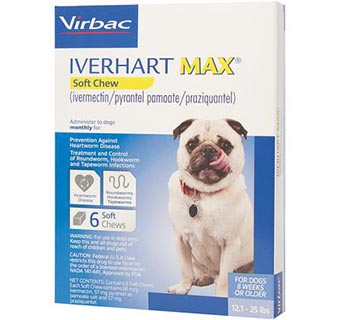 IVERHART MAX® SOFT CHEWS 12.1-25 LB BLUE 6 DOSES 10 BOX/CARTON (RX)