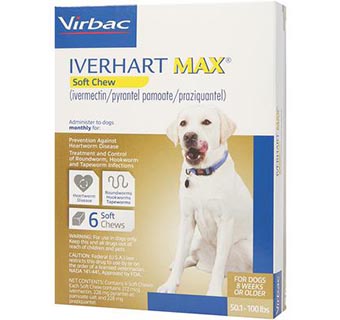 IVERHART MAX® SOFT CHEWS 50.1-100 LB BROWN 6 DOSES 10 BOX/CARTON (RX)