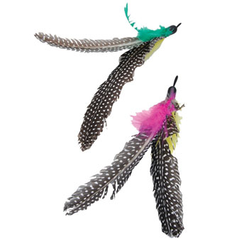 TURBO® TELESCOPING FLYING TEASER CAT TOY FEATHER REPLACEMENT 2/PKG