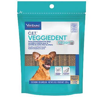C.E.T.® VEGGIEDENT® FR3SH® TARTAR CONTROL CHEWS FOR DOGS LESS THAN 10LB 30/PKG