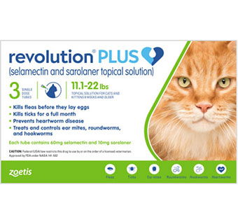 REVOLUTION® PLUS CAT 11.1-22 LBS GREEN 3 PK (RX)