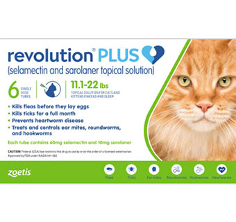 REVOLUTION® PLUS CAT 11.1-22 LBS GREEN 6 PK (RX)