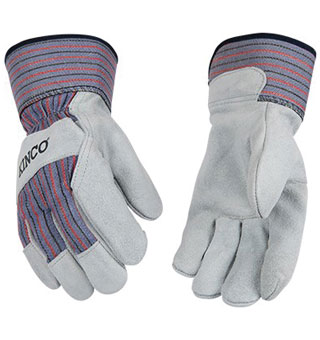 1500 COWHIDE LEATHER PALM WORK GLOVES GRAY KIDS YOUTH