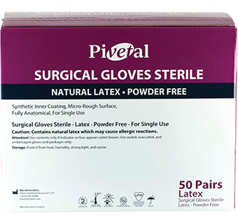 PIVETAL® PF LATEX STERILE SURGICAL GLOVES SIZE 6.0 50 PAIRS/PKG